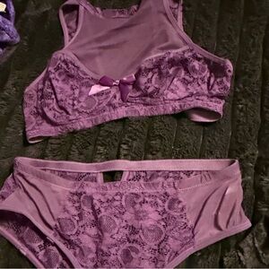 Purple Lace Bralette and Brief Set